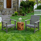 Modern HDPE Patio Dining Chair, Weather Resistant, for Outdoor, Garden, Yard, Lawn (Grey, 2 Piece - Chair)