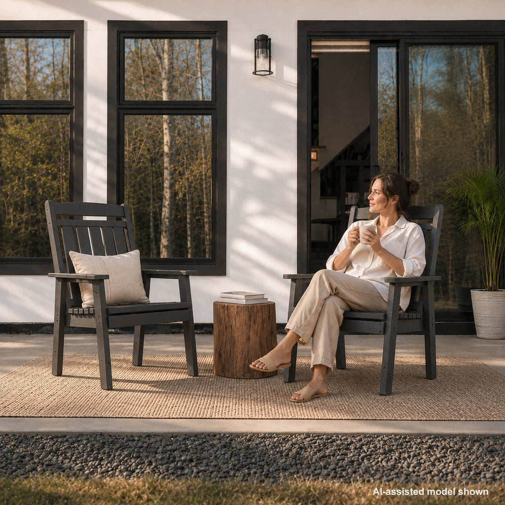 HDPE Patio Dining Chair, Slat Back, Weather Resistant, for Outdoor, Garden, Yard (2 Piece - Chair)