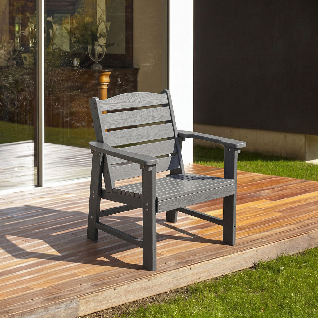 Modern HDPE Patio Dining Chair, Weather Resistant, for Outdoor, Garden, Yard, Lawn (Grey, 2 Piece - Chair)