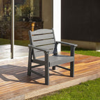 Modern HDPE Patio Dining Chair, Weather Resistant, for Outdoor, Garden, Yard, Lawn (Grey, 2 Piece - Chair)