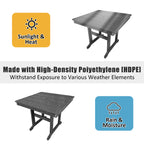 Modern HDPE Patio Dining Table, with Umbrella Hole, Weather Resistant, for Outdoor, Yard, Lawn (Grey, 1 Piece - 35.7'' Table)