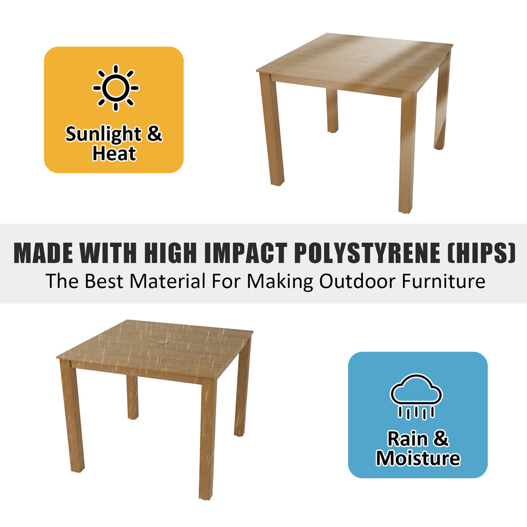 Poly Lumber Patio Dining Table, 36.2-Inches HIPS Outdoor Dining Table with Umbrella Hole, Weather Resistant (Navy Blue, 1 Piece)（副本）