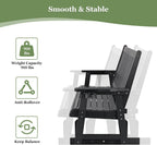 HIPS Patio Glider Two-Seat with Cup Holders, Durable HIPS Material, All-Weather Resistant, High Backrest and Deep Contoured Seat, Heavy Duty 900 LB, for Outdoor, Porch, Patio (Vanta Black)