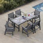 Modern HDPE Patio Dining Set, Poly Lumber Table and Chair, with Umbrella Hole, Weather Resistant, for Outdoor, Garden, Yard, Lawn