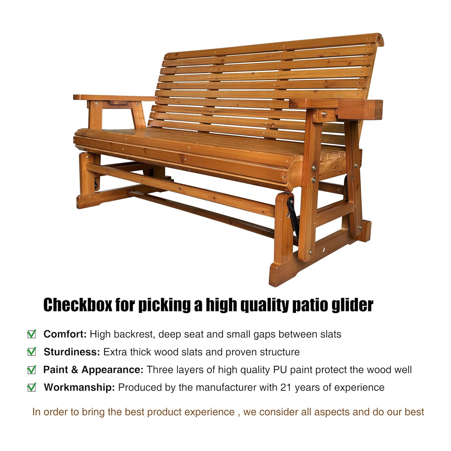 Patio Glider  3-Seater,  Brown