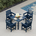 Patio Dining Set, 36.2-Inches ，5 Piece, Navy Blue