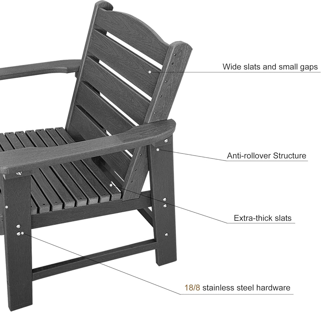 Modern HDPE Patio Dining Set, Poly Lumber Table and Chair, with Umbrella Hole, Weather Resistant, for Outdoor, Yard, Lawn (5 Piece - 70.7'' Table)