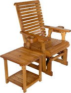 Outdoor Side Table, Solid Fir Wood, 17.7", 2-Tier End Table, Weather Resistant, for Patio, Pool, Porch (Teak Tone)