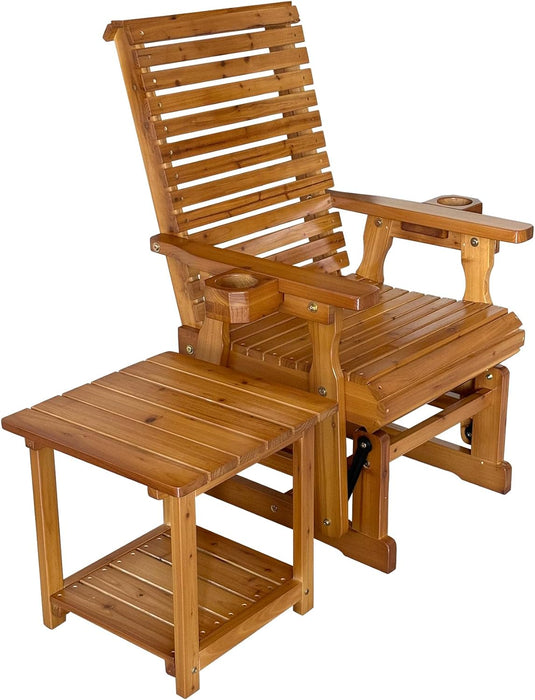 Outdoor Side Table, Solid Fir Wood, 17.7", 2-Tier End Table, Weather Resistant, for Patio, Pool, Porch (Teak Tone)