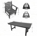 Modern HDPE Patio Dining Set, Poly Lumber Table and Chair, with Umbrella Hole, Weather Resistant, for Outdoor, Garden, Yard, Lawn