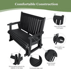 HIPS Patio Glider Two-Seat with Cup Holders, Durable HIPS Material, All-Weather Resistant, High Backrest and Deep Contoured Seat, Heavy Duty 900 LB, for Outdoor, Porch, Patio (Vanta Black)