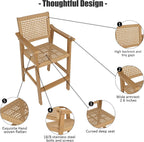 Poly Lumber Patio Bar Set, PE Rattan Outdoor Bar Stools with HIPS Table, Weather Resistant, for Poolside, Garden, Yard, Balcony (Teak Tone, 3 Piece)
