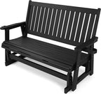 HIPS Patio Glider Two-Seat with Cup Holders, Durable HIPS Material, All-Weather Resistant, High Backrest and Deep Contoured Seat, Heavy Duty 900 LB, for Outdoor, Porch, Patio (Vanta Black)