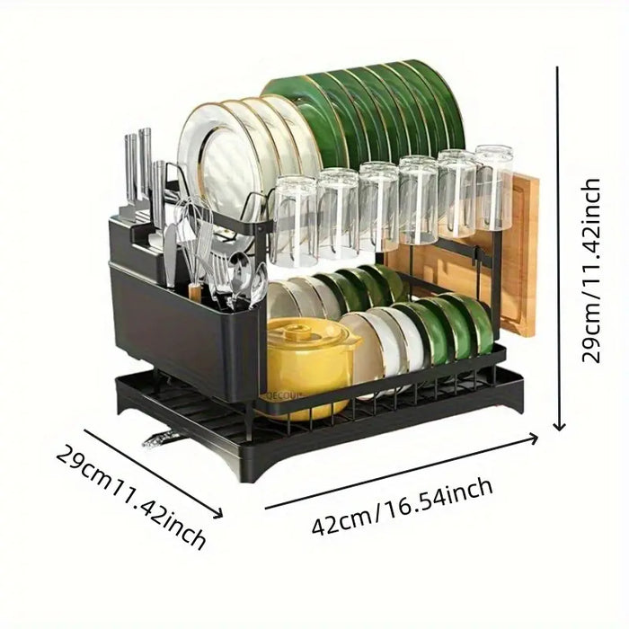 11.41'' Tall 2 Tier Dish Drying Rack, Large apacity, White