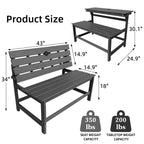 HDPE Convertible Bench Dinning Table with Umbrella Hole for Garden,Patio,Backyard