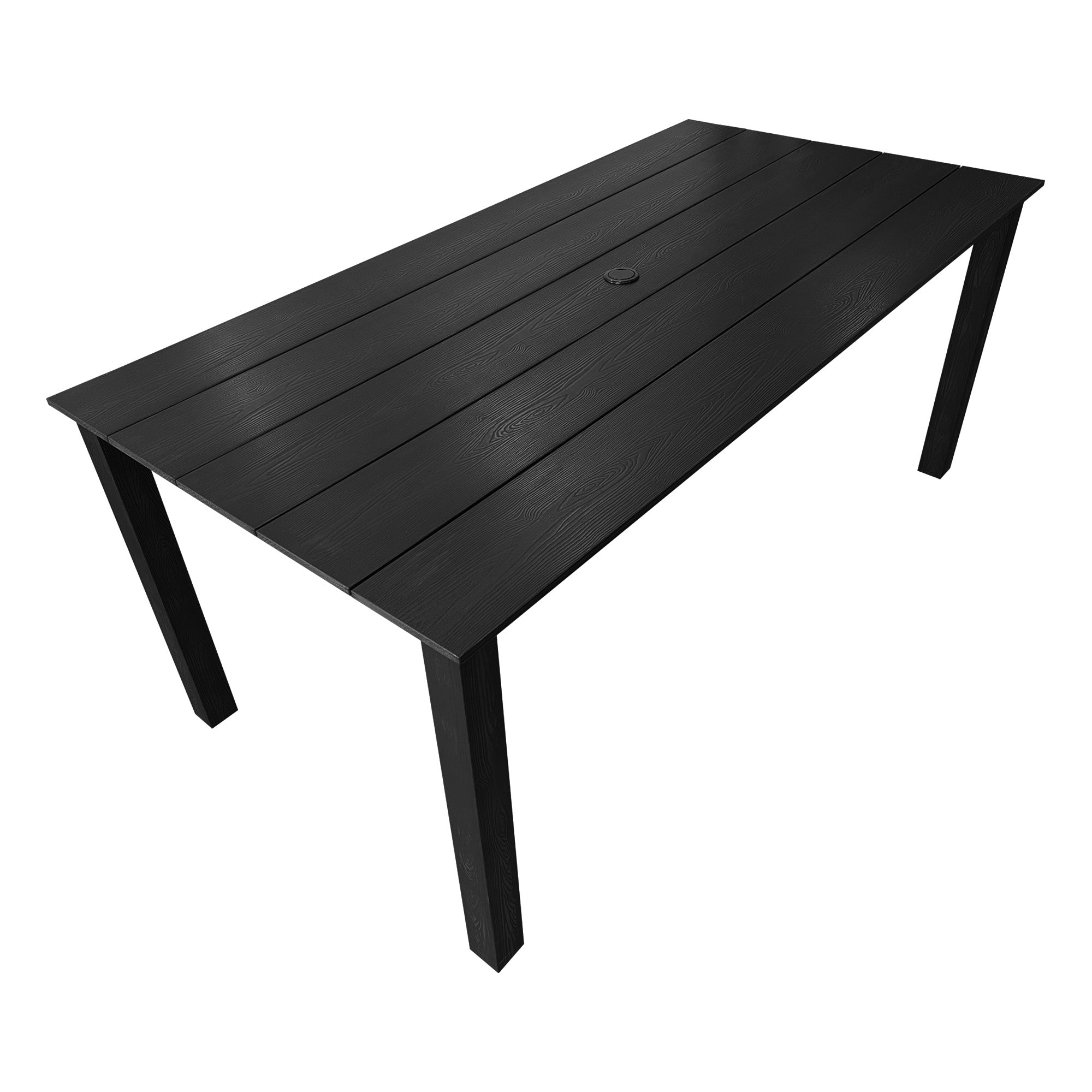 70.9-Inches Poly Lumber Outdoor Dining Table, HIPS Patio Dining Table with Umbrella Hole, Weather Resistant (Black, 1 Piece)