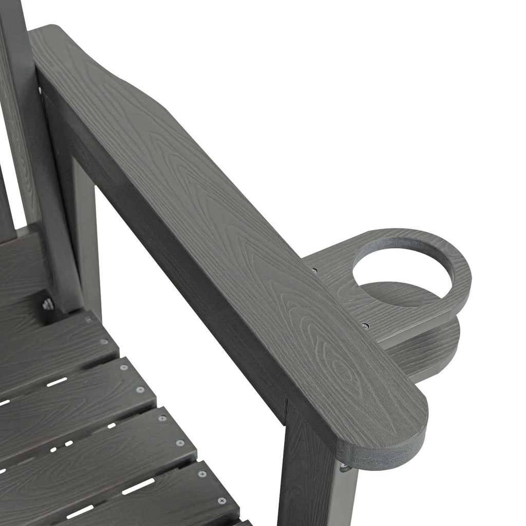 Poly Lumber Patio Glider, HIPS Material Weather-Resistant Swing Bench for Outdoor Porch Garden, Gray