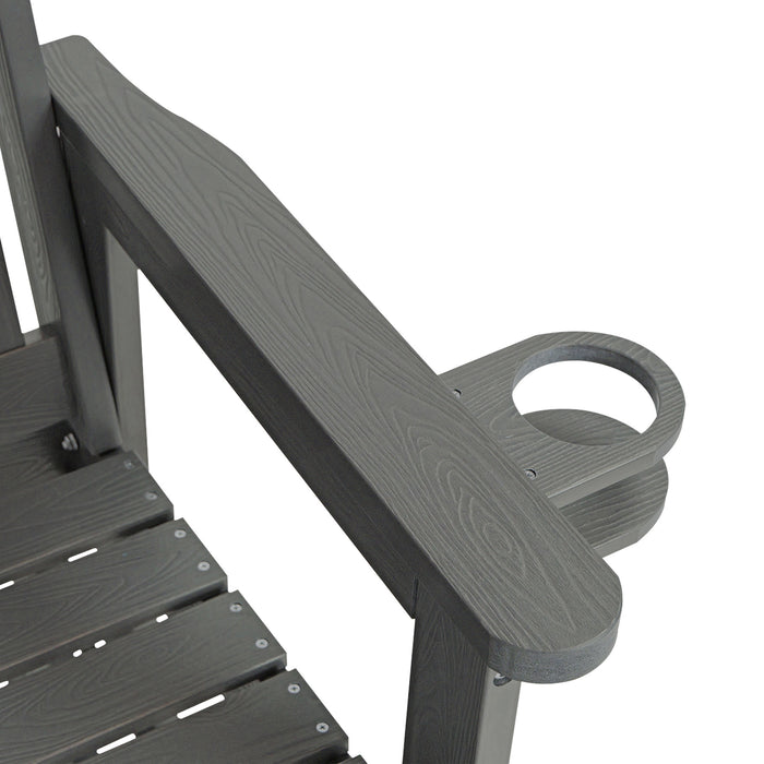 Poly Lumber Patio Glider, HIPS Material Weather-Resistant Swing Bench for Outdoor Porch Garden, Gray