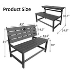 HDPE Convertible Bench Dinning Table with Umbrella Hole for Garden,Patio,Backyard
