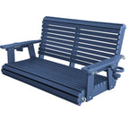 HDPE Porch Swing with 18/8 Stainless Steel Bolts, Ergonomic Design, Ultra Weather-Resistant, Heavy Duty 1200 LBS, for Outdoor Patio Garden Yard（Navy Blue）