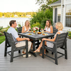 Modern HDPE Patio Dining Set, Poly Lumber Table and Chair, with Umbrella Hole, Weather Resistant, for Outdoor, Yard, Lawn (5 Piece - 70.7'' Table)