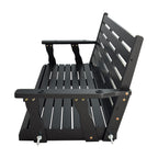 Wooden Porch Swing, Ergonomic Seat, Bench Swing with Hanging Chains and 7mm Springs, Heavy Duty 800 LBS, for Outdoor Patio Garden Yard (Carbon Black, 3-Seater Extra Large)