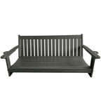 HDPE 3-Seater Porch Swing, 5-Feet Bench Swing with Foldable Cup Holders,18/8 Stainless Steel Hardware, High Backrest and Deep Contoured Seat (Gray, 5-feet)