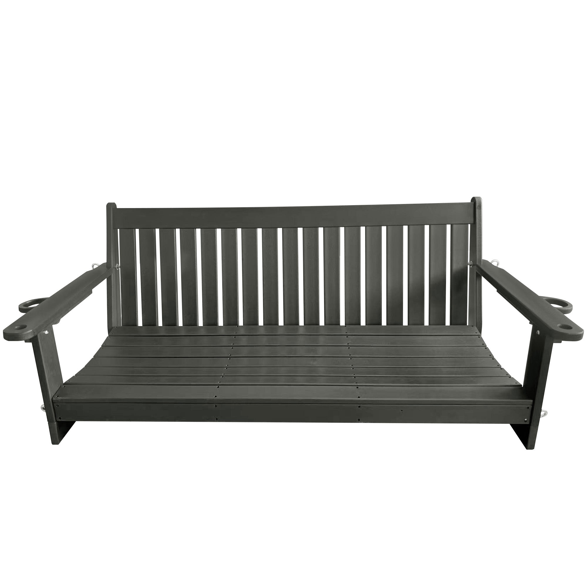 HDPE 3-Seater Porch Swing, 5-Feet Bench Swing with Foldable Cup Holders,18/8 Stainless Steel Hardware, High Backrest and Deep Contoured Seat (Gray, 5-feet)