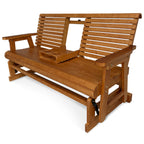Patio Glider with Foldable Cup Holders, High Roll Back and Deep Contoured Seat, Heavy Duty 800 Lb (Brown, 2-Seater)