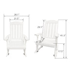 Fortune Candy Wooden Rocking Chair with Comfortable Backrest Inclination, High Backrest and Deep Contoured Seat, Solid Fir Wood, Heavy Duty 600 LBS, for Backyard, Porch and Patio (PU White)