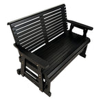 Wooden Patio Glider with High Roll Back and Deep Contoured Seat, Solid Fir Wood, 2-Seater, Heavy Duty 800 LBS, 4 Ft. (Carbon Black)