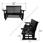 HDPE Patio Glider, Poly Lumber Weather-Resistant Outdoor Glider Bench, for Patio, Porch, Yard, Black