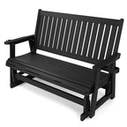 HIPS Patio Glider with Cup Holders, All-Weather Resistant, High Backrest and Deep Contoured Seat, Heavy Duty 900 LB (3 Seat - Carbon Black)