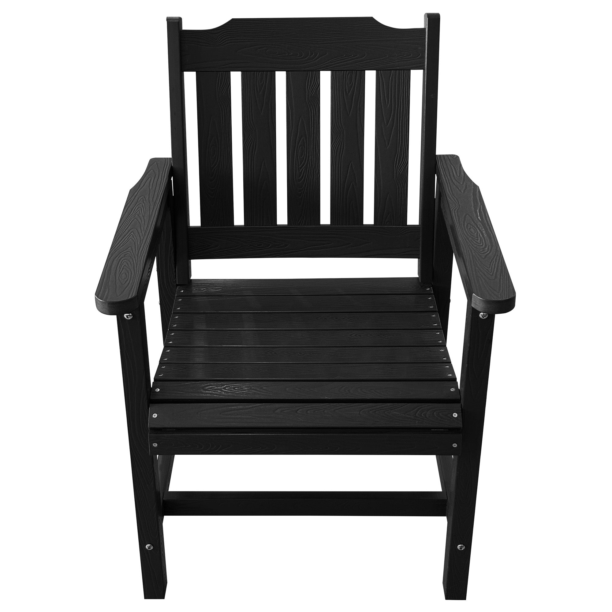 Poly Lumber Patio Dining Chair Set of Two, HIPS Outdoor Dining Chairs, Weather Resistant, Slat Back (2 Piece, Black)