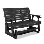 HDPE Patio Glider, Poly Lumber Weather-Resistant Outdoor Glider Bench, for Patio, Porch, Yard,  (Black, 2-Seater)