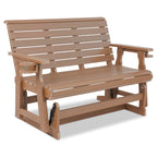 HDPE Patio Glider, Poly Lumber Weather-Resistant Outdoor Glider Bench, for Patio, Porch, Yard,  (Brown, 2-Seater)