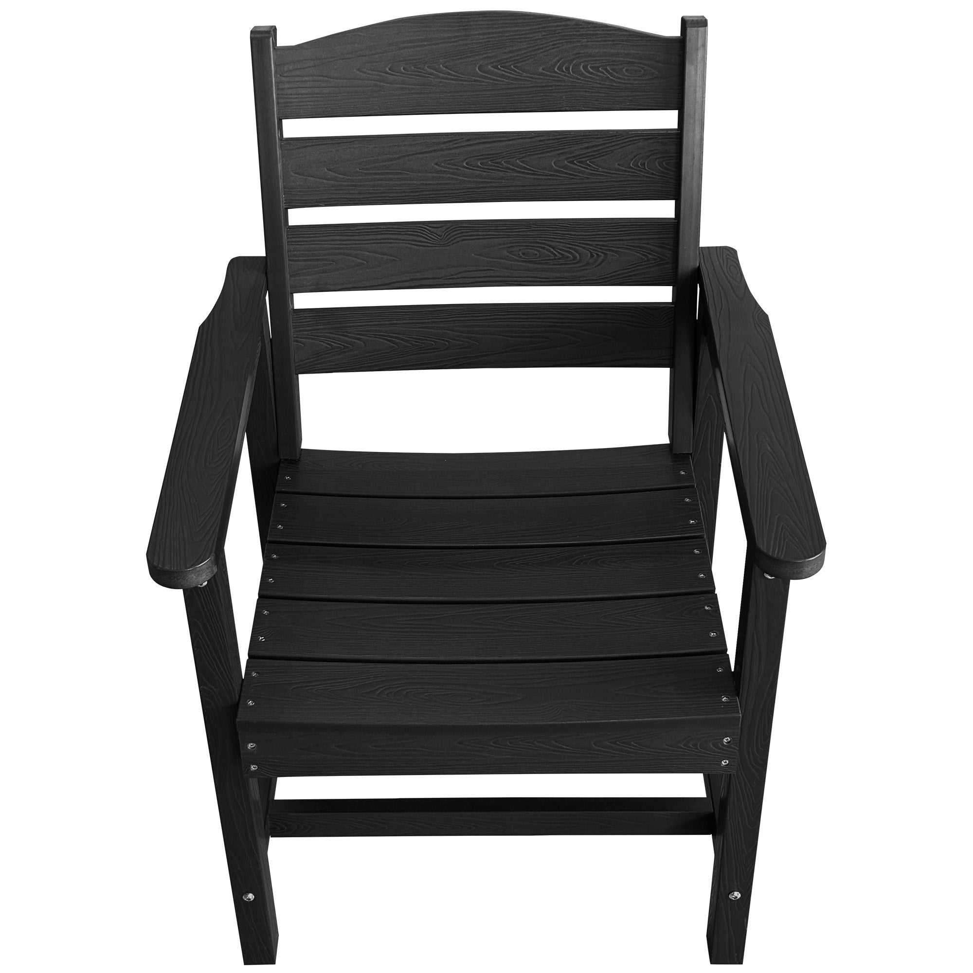 Poly Lumber Patio Dining Chair Set of Two, HIPS Outdoor Ladder Back Chair, Weather Resistant (Black, 2 Piece)