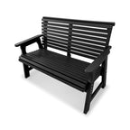 Poly Lumber Outdoor Bench, HDPE All-Weather Bench, Never Rots or Fades, for Patio, Porch, Garden and Park, 700 lbs Weight Capacity (2-Seater, Black)