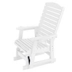 Poly Lumber Patio Glider for One Person, with Cup Holders, High Backrest and Deep Contoured Seat, HIPS Material, All-Weather Resistant, Heavy Duty 700 Pounds (White)