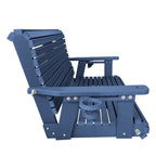 HDPE Porch Swing with 18/8 Stainless Steel Bolts, Ergonomic Design, Ultra Weather-Resistant, Heavy Duty 1200 LBS, for Outdoor Patio Garden Yard（Navy Blue）