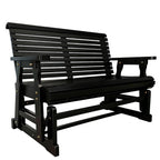 Wooden Patio Glider with High Roll Back and Deep Contoured Seat, Solid Fir Wood, 2-Seater, Heavy Duty 800 LBS, 4 Ft. (Carbon Black)