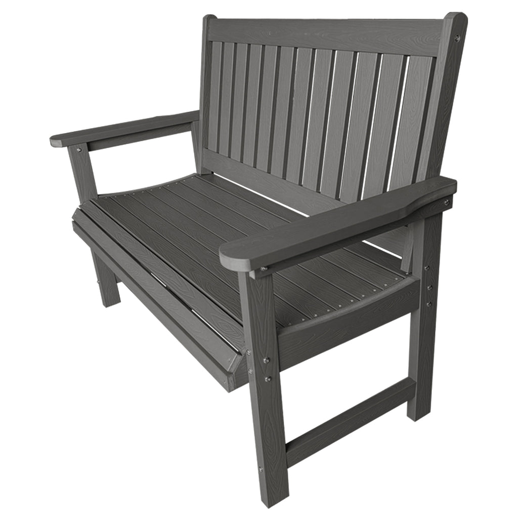 Poly Lumber Outdoor Bench, HIPS All-Weather Bench, Never Rots or Fades, for Patio, Porch, Garden and Park, 700 lbs Weight Capacity (Gray, 44-inch)