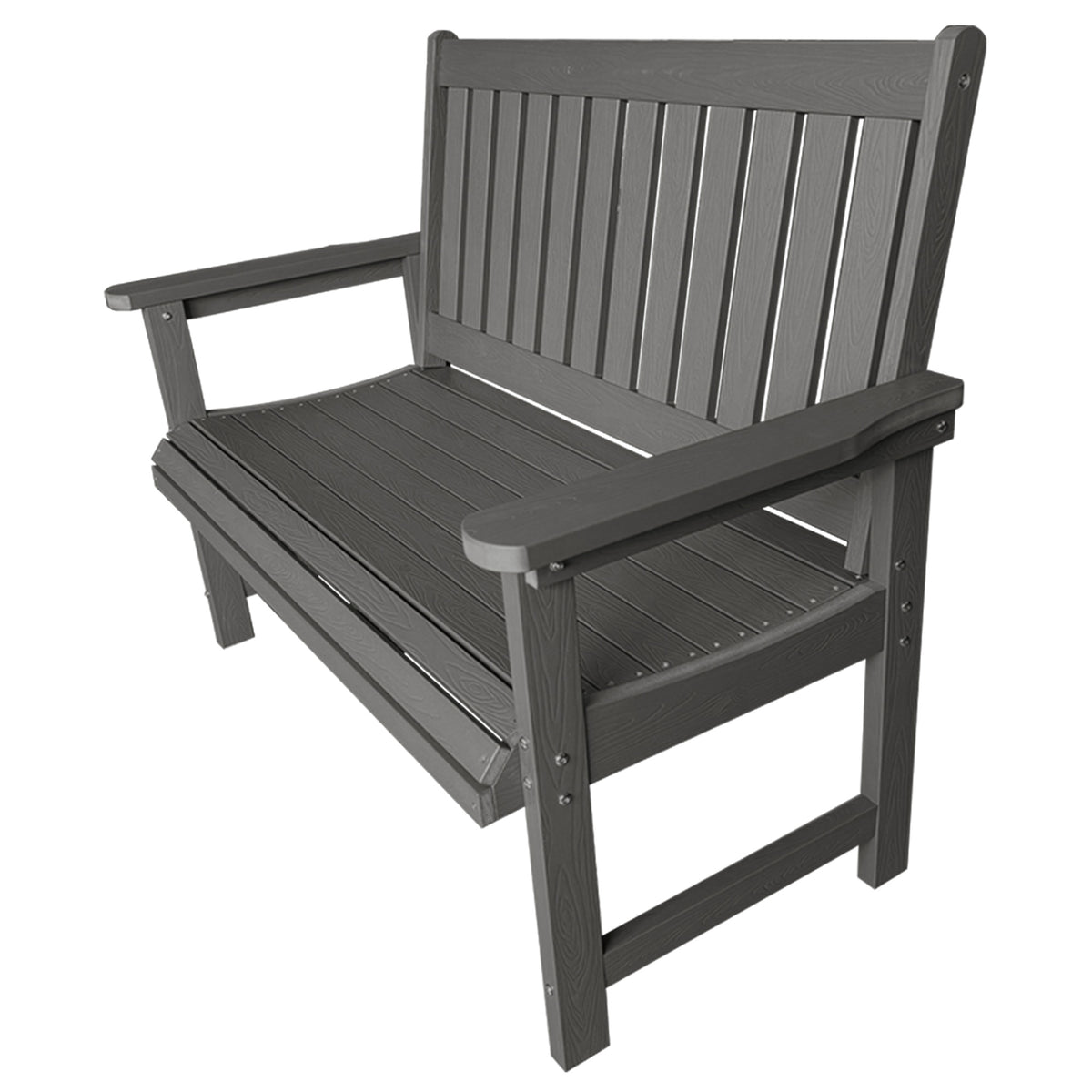 Poly Lumber Outdoor Bench, HIPS All-Weather Bench, Never Rots or Fades, for Patio, Porch, Garden and Park, 700 lbs Weight Capacity (Gray, 44-inch)