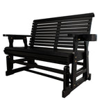 Fortune Candy Patio Glider with Cup Holders, High Roll Back and Deep Contoured Seat,Heavy Duty 800 Lb (Black, 4-feet)