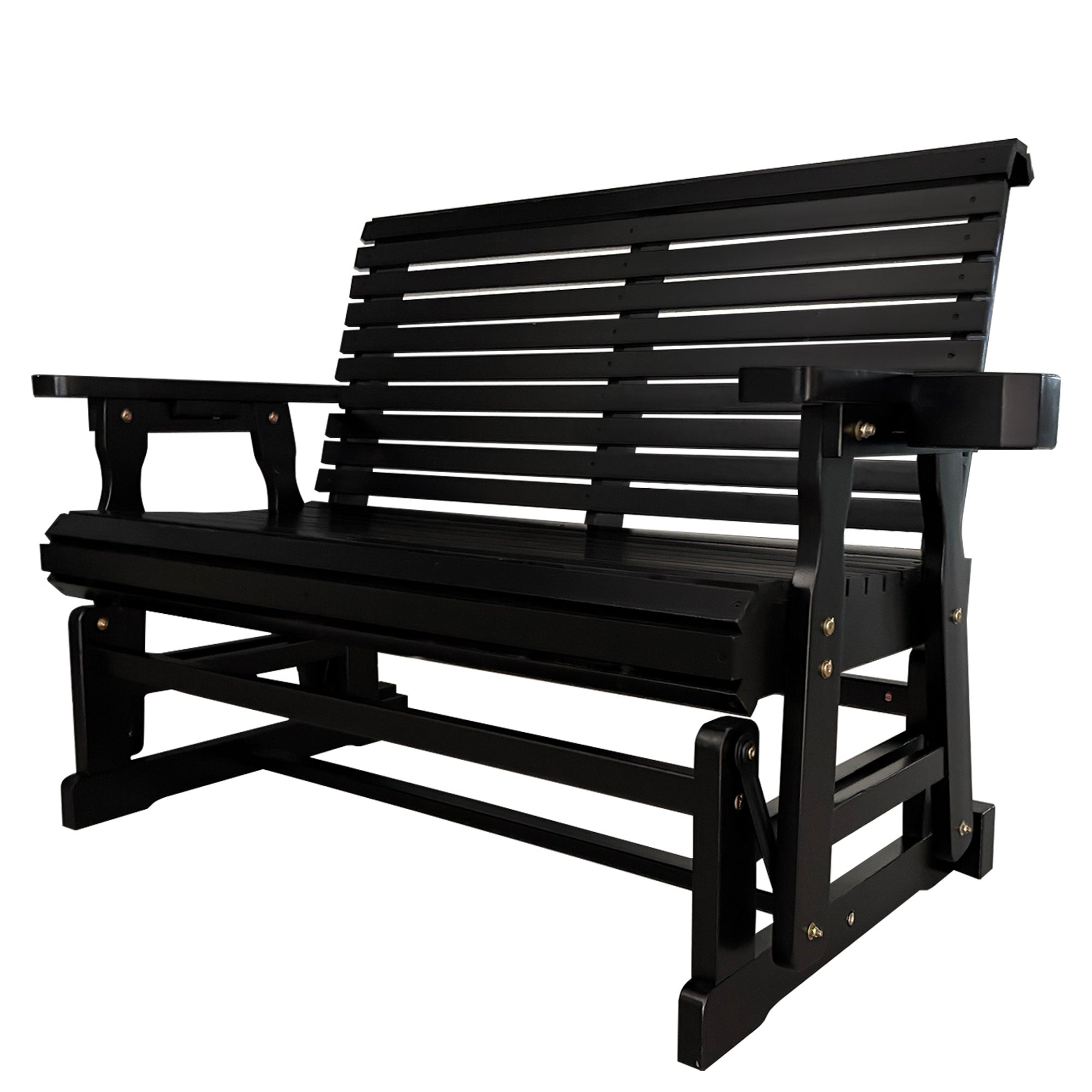 Fortune Candy Patio Glider with Cup Holders, High Roll Back and Deep Contoured Seat,Heavy Duty 800 Lb (Black, 4-feet)