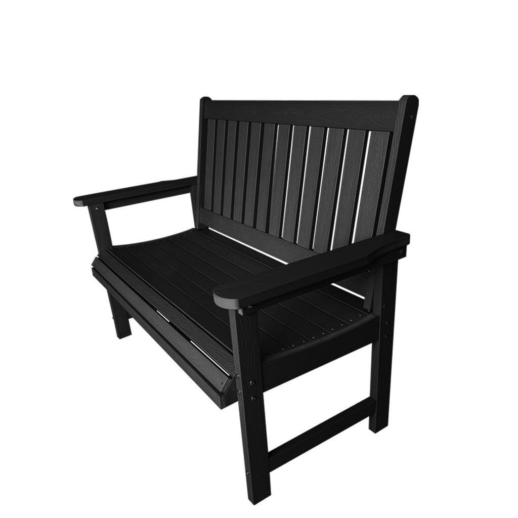 Poly Lumber Outdoor Bench, HIPS All-Weather Bench, Never Rots or Fades, for Patio, Porch, Garden and Park, 700 lbs Weight Capacity (Black, 44-inch)