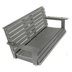 Poly Lumber 3-Seat Porch Swing, HIPS 5-Feet Bench Swing with Foldable Cup Holders,18/8 Stainless Steel Hardware, High Backrest and Deep Contoured Seat (Gray, 5-feet)