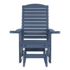 Poly Lumber Patio Glider for One Person, with Cup Holders, High Backrest and Deep Contoured Seat, HIPS Material, All-Weather Resistant, Heavy Duty 700 Pounds (Navy Blue)