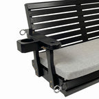 Fortune Candy Extended 3-Seater Wooden Porch Swing with Seat Cushion, Cup Holders, Hanging Chains and 7mm Springs, Heavy Duty 880 LBS (Black, 5.5 FT)