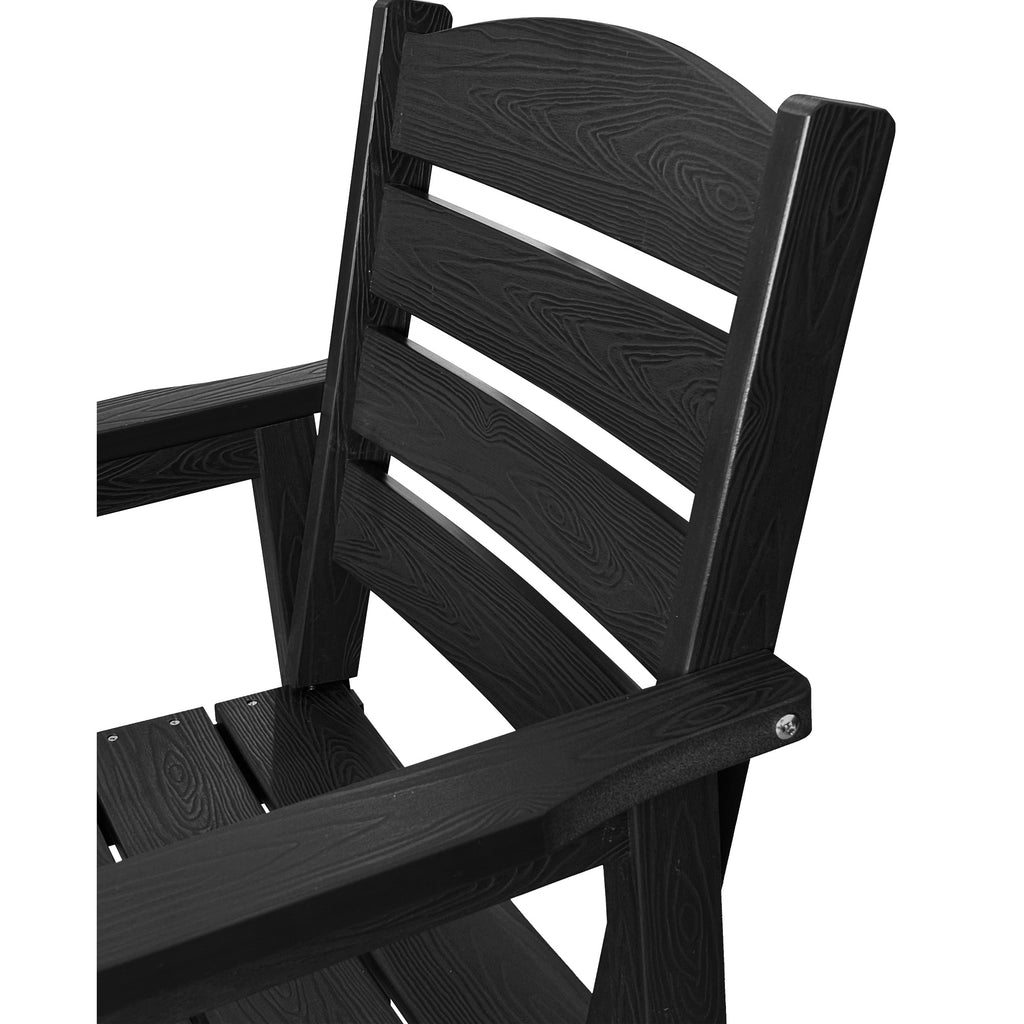 Poly Lumber Patio Dining Chair Set of Two, HIPS Outdoor Ladder Back Chair, Weather Resistant (Black, 2 Piece)